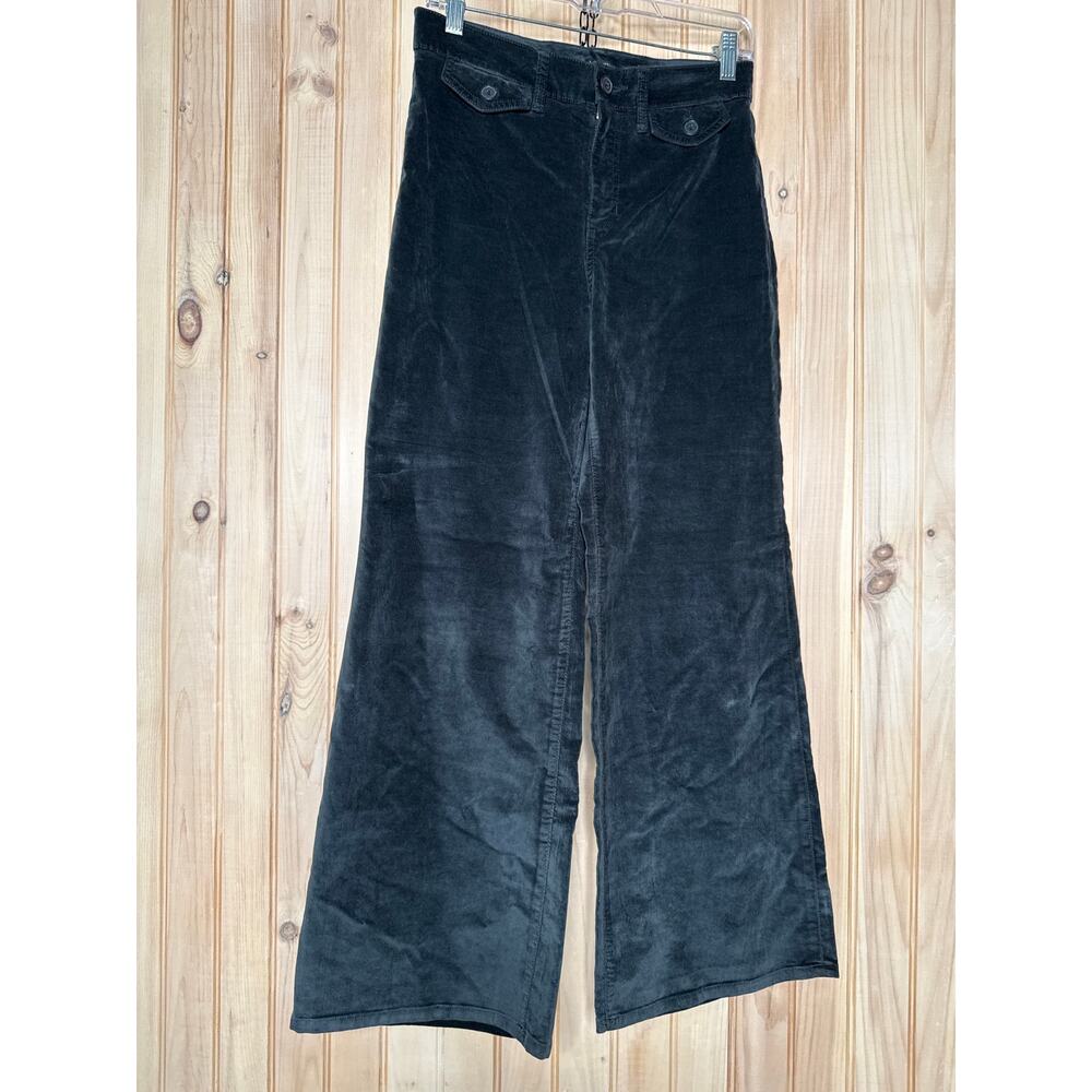 NWT J. Crew Wide Leg Trouser Pants Black Washed Velvet Soft Luxe Sz 26P Petite - Picture 2 of 8